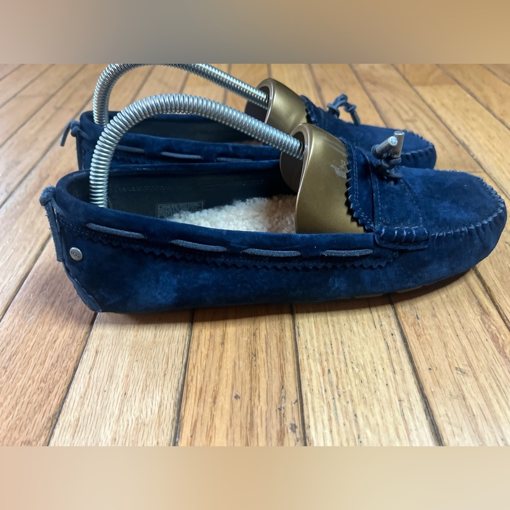 ugg loafer shoes Women’s Size 7.5 Blue Suede Fur Lined Comfy Casual - Picture 5 of 8